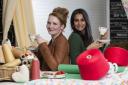 Coronation Street actresses Jennie McAlpine and Sair Khan from the famous soap whose characters work in the soap’s Underworld underwear factory.