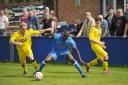 DOUBLE: Padiham’s Seydou Bamba in action earlier this season against Bootle