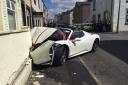 The Ferrari 458 Spider which crashed into a wall off Abel Street, Burnley