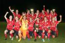 JOY: Rovers Ladies celebrate after winning the Lancashire Challenge Cup at the County Ground in Leyland Picture: KIPAX