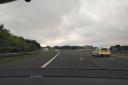Police were seen driving at high speeds on the M65 to an emergency call.