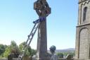 Restoration of the Chatburn War Memorial at Christ Church taking place