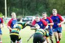 Try scorer Liam Oldham on the charge for Blackburn