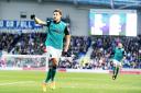 Rovers striker Rudy Gestede celebrates after his goal against Brighton