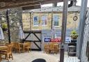 The beer garden at the Entwistle Hotel in Darwen