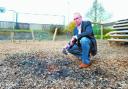 VANDALS  STRIKE: Coun Michael Law-Riding shows the aftermath after vandals torched the playground
