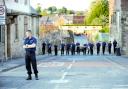 PAINSTAKING: Police search the area around Willow Street, Blackburn