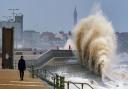 Waves crashing on the seafront at Blackpool before Storm Eunice hits the north of England on Friday (Photo: Peter Byrne/PA)