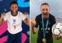 Lucien Laviscount and Lee Mack taking part in Soccer Aid 2022
