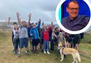 Lee Mack and Bill Bailey have set off on a charity walk in honour of Sean Lock (inset)