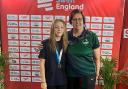 TOP PLACE: Amelie Elliott with her gold medal and coach Gillian Rankin