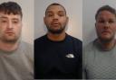 Bradley Anderson, Lucas Hunter and Daniel Scollins, who have been jailed