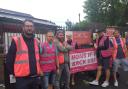Striking Royal Mail workers at Darwen Delivery Office