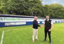 Padiham FC chairman Shaun Astin (L) and Pendle Hill Properties sales director Thomas Turner