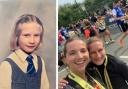 A photo of Imogen HG-Johnson at school (left) and Imogen during the Manchester Half Marathon  (right)