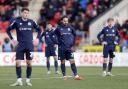 Rovers players look on dejected during the defeat at Rotherham United