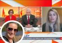Charlotte Drake (right) on GB News with  Saira Khan and Eamonn Holmes. Inset is Nicola Bulley