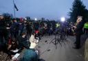 Police and reporters gathering for a Nicola Bulley case press conference