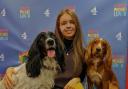 Chloé Fuller with her support dogs Ted and Cinna, on the set of Channel 4's Steph's Packed Lunch