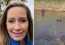Nicola Bulley. Right is police in the River Wyre