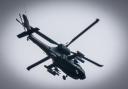 One of the Apache helicopters flying over Clitheroe