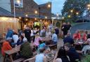 The beer garden is great for socialising at The Brown Cow