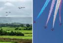 The Red Arrows over Clitheroe and Blackpool