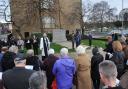 Holocaust Memorial Service at Burnley Peace Garden, Burnley on Sunday Afternoon, January 29 2017.Rev Patrick Senior conducts the event...Images by Steve Holt..
