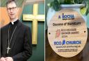 Bishop Philip North and the plaque that says 'eco-Diocese'