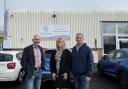 Nigel and Helen with Rosebud fund manager Martin Emmott outside Tree Tots Nursery