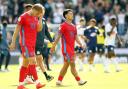 Blackburn Rovers' Andri Gudjohnsen (left) and Ryoya Morishita cut dejected figures at the final whistle.