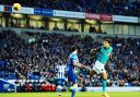 Rudy Gestede heads in Rovers’ equaliser at Brighton on Saturday