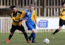 Barnoldswick Town’s Joel Melia in action for the club last season against Winsford United