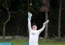 AIMING HIGH: Burnley wicketkeeper Chris Burton can’t quite take a catch as the Turf Moor men lost to Lowerhouse on Sunday Picture KIPAX
