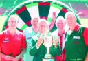 THE BOYS ARE BACK: Eric Bristow, Cliff Lazarenko, Fred Done (of Betfred), Bob Anderson and John Lowe with the coveted Legends of Darts trophy at the official launch