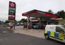 The aftermath of the attempted cash machine burglary at the Texaco Garage in Simonstone.