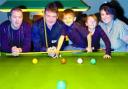 From the left, club owner Paul Rinaldi, Jimmy White, Lewis Ullah, Grace Lovell, eight, and Alison Rinaldi