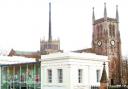 TRANSFORMED: Blackburn's historic Cathedral and, in the foreground, the sensitvely restored Waterloo Pavilions in the centre of the town