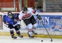 Match action from Blackburn Hawks' 6-0 home defeat to Sheffield Steeldogs on Sunday