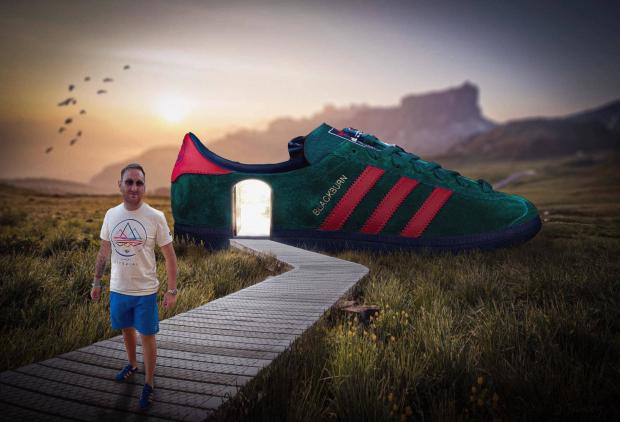 Lancashire Telegraph: Nathan superimposed onto an image of one of his favourite adidas trainers