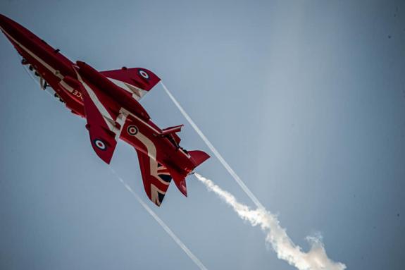 Lancashire Telegraph: RAF Red Arrows aircraft (Photo: John Peat) Lancashire Telegraph: RAF Red Arrows aircraft (Photo: John Peat)