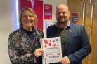 Loraine Jones, General Manager at The Mall Blackburn with Neil Shorrock from the Blackburn branch of the Royal British Legion