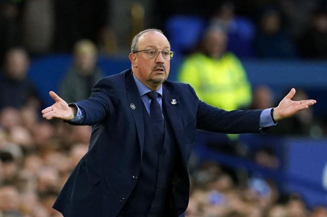 Everton manager Rafael Benitez spreads his arms on the touchline