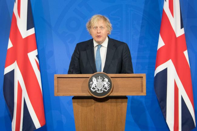 Prime Minister Boris Johnson, during a Covid-19 media briefing in Downing Street, London.