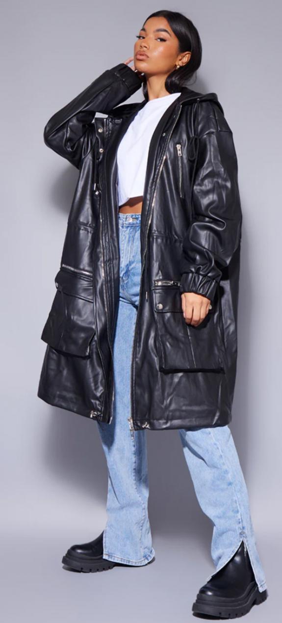 Lancashire Telegraph: Black Unisex PU Oversized Midi Coat (PrettyLittleThing) Lancashire Telegraph: Black Unisex PU Oversized Midi Coat (PrettyLittleThing)