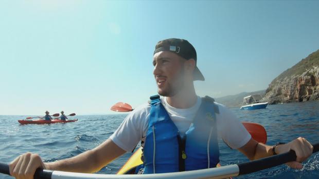 Lancashire Telegraph: Conner kayaking in Channel 4's Party Island: Summer in Zante 