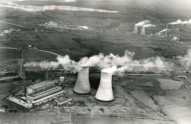Huncoat and Padiham Power Stations from the air