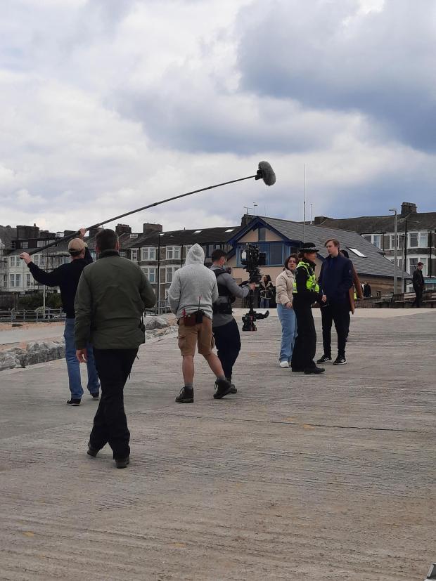 Lancashire Telegraph: Cast and crew in Morecambe filming ITV's The Bay