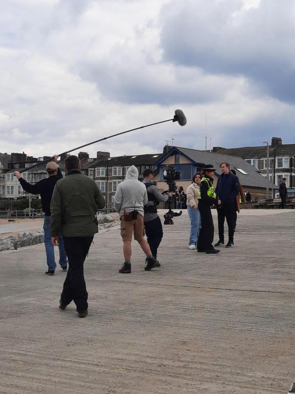 Lancashire Telegraph: Cast and crew in Morecambe filming ITV's The Bay Lancashire Telegraph: Cast and crew in Morecambe filming ITV's The Bay