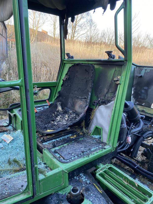 Lancashire Telegraph: The damage to the lawn mower at the football club